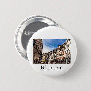 Badge Rond 5 Cm Nuremberg Cityscape Bavière Allemagne Souvenir