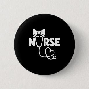 Badge Rond 5 Cm Nurse avec ruban coquette Stéthoscope Artwork de c