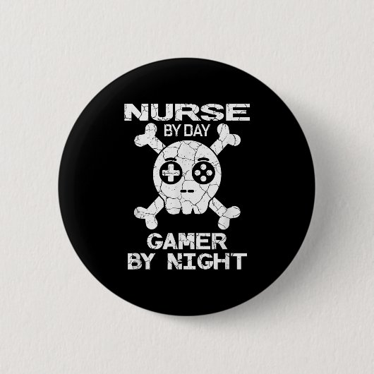 Badge Rond 5 Cm Nurse By Day Gamer By Night - Gaming Quote (Devant)
