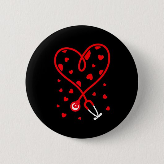 Badge Rond 5 Cm Nurse Stethoscope Heart Valentine's Day Nursing  (Devant)