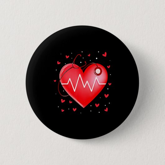 Badge Rond 5 Cm Nurse Valentines Day Heart Stethoscope 2 _1  (Devant)