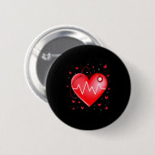Badge Rond 5 Cm Nurse Valentines Day Heart Stethoscope 2 _1  (Devant & derrière)
