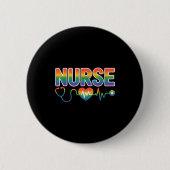 Badge Rond 5 Cm Nurse's Life Lgbt Heart Stethoscope Nurse Week (Devant)