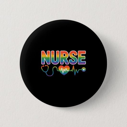 Badge Rond 5 Cm Nurse's Life Lgbt Heart Stethoscope Nurse Week (Devant)