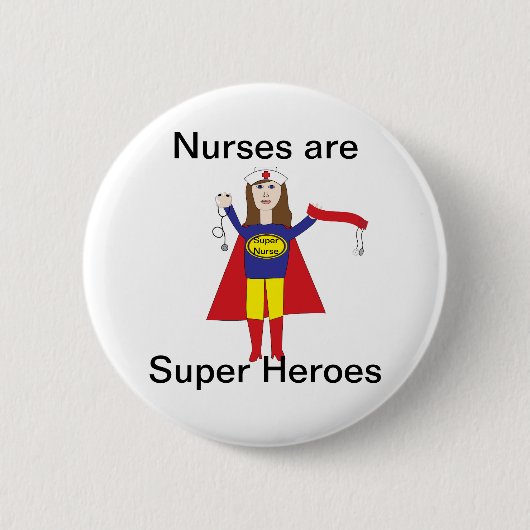 Badge Rond 5 Cm Nurses Super Heroes (Brunette) (Devant)