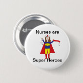 Badge Rond 5 Cm Nurses Super Heroes (Brunette) (Devant & derrière)