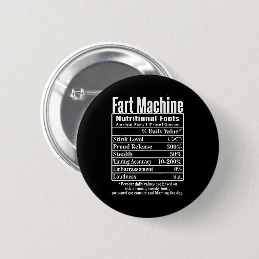 Badge Rond 5 Cm Nutrion Facts Fart Machine Dad Jokes Funny Farting (Devant & derrière)