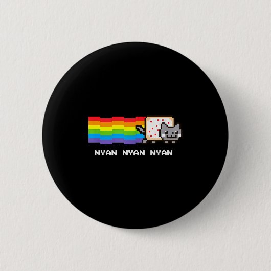 Badge Rond 5 Cm Nyan Cat Nyan Nyan Nyan Rainbow Funny Internet Mem (Devant)