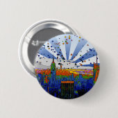 Badge Rond 5 Cm NYC psychédélique : vue large Skyline ESB (Devant & derrière)