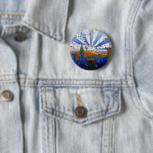 Badge Rond 5 Cm NYC psychédélique : vue large Skyline ESB (En situation)