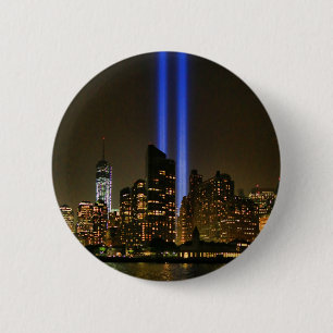 Badge Rond 5 Cm NYC Skyline: Hommage Du 11 Septembre À La Lumièr