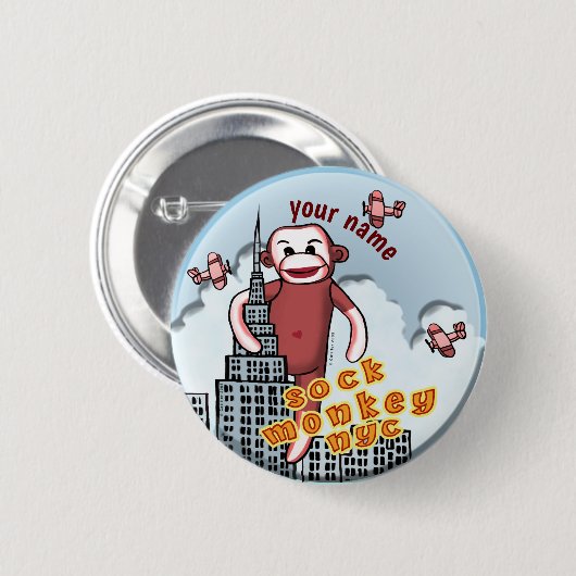 Badge Rond 5 Cm NYC Sock Monkey (Devant & derrière)