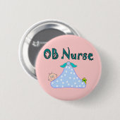 Badge Rond 5 Cm OB Infirmières et cadeaux, bébé dans une couvertur (Devant & derrière)