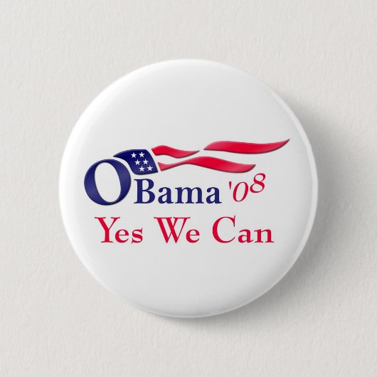 Badge Rond 5 Cm Obama 08 oui que nous pouvons nous boutonner (Devant)