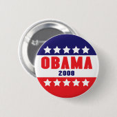 Badge Rond 5 Cm Obama 2008 étoiles et bouton 61017 de barres (Devant & derrière)