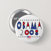 Badge Rond 5 Cm Obama abstrait 2008 (Devant & derrière)