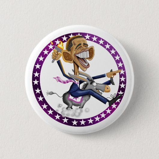 Badge Rond 5 Cm obama-âne-blanc (Devant)