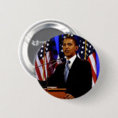 Badge Rond 5 Cm Obama-avec des drapeaux (Devant & derrière)