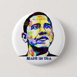 Badge Rond 5 Cm Obama - Bouton Fabriqué aux États-Unis