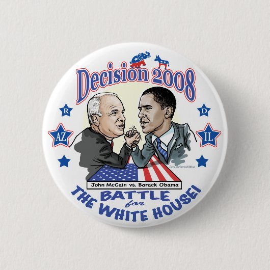 Badge Rond 5 Cm Obama contre McCain 2008 (Devant)