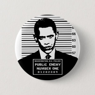 Badge Rond 5 Cm Obama - ennemi public numéro un