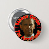 Badge Rond 5 Cm Obama l'antichriste (Devant & derrière)