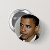 BADGE ROND 5 CM OBAMA, MERCI POUR LE TABAGISME (Devant & derrière)