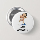 Badge Rond 5 Cm Obama, OBTENU, CHANGEMENT ? (Devant & derrière)