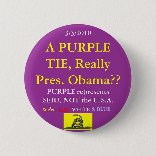 Badge Rond 5 Cm Obama porte le pourpre de SEIU (Devant)