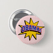 Badge Rond 5 Cm OBAMA ! Rétro impression tramée comique (Devant & derrière)