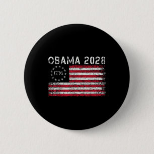 Badge Rond 5 Cm Obama Retro Us Vintage Drapeau Patriotique 2028 Po