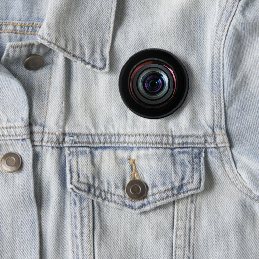 Badge Rond 5 Cm Objectif de caméra (En situation)