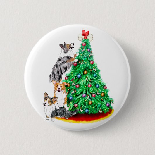 Badge Rond 5 Cm Objectifs de Corgi Cristmas (Devant)