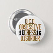 Badge Rond 5 Cm Obsédée par les échecs (Devant & derrière)