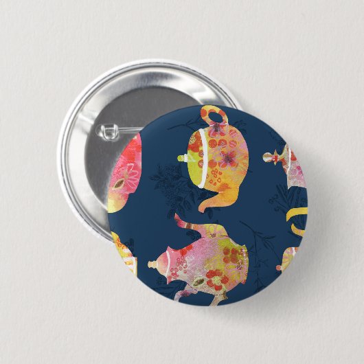 Badge Rond 5 Cm Obsession du thé (Devant & derrière)