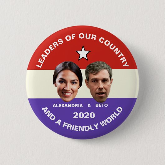 Badge Rond 5 Cm Ocasio-Cortez et O'Rourke en 2020 (Devant)