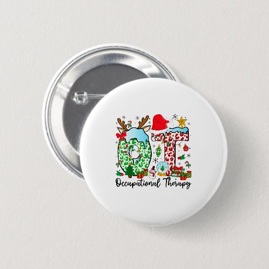 Badge Rond 5 Cm Occupational Therapy Christmas Lights Santa Hat Ot (Devant & derrière)