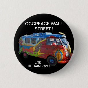 BADGE ROND 5 CM OCCUPEZ WALL STREET ! ÉCLAIREZ L'ARC-EN-CIEL