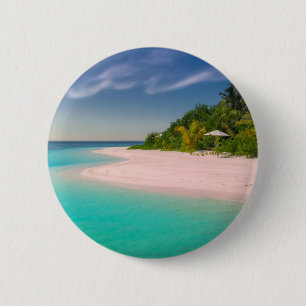 Badge Rond 5 Cm Océan aigue-marine Plage tropicale Paysage
