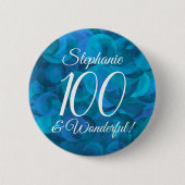Badge Rond 5 Cm Ocean Blue 100 et merveilleuse fête d'anniversaire (Devant)