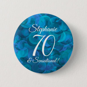 Badge Rond 5 Cm Ocean Blue 70 et fête d'anniversaire sensationnel