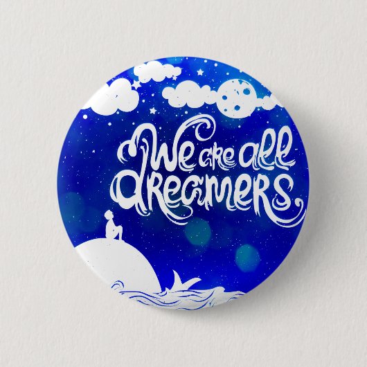 Badge Rond 5 Cm Ocean Blue Dreams Stars Citation Inspirationnelle (Devant)