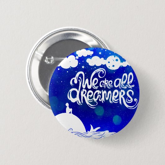 Badge Rond 5 Cm Ocean Blue Dreams Stars Citation Inspirationnelle (Devant & derrière)