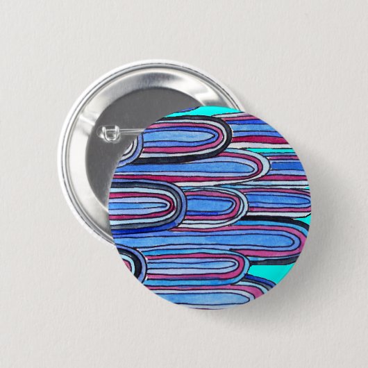 Badge Rond 5 Cm Ocean Waves aqua blue pattern (Devant & derrière)