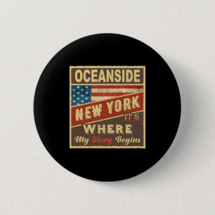 Badge Rond 5 Cm Oceanside Ny C'est Où Mon Histoire Commence _1