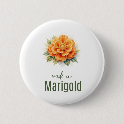 Badge Rond 5 Cm October Marigold Birth Flower Flat Thank You (Devant)