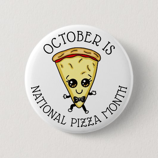 Badge Rond 5 Cm Octobre est le mois national de la pizza  (Devant)