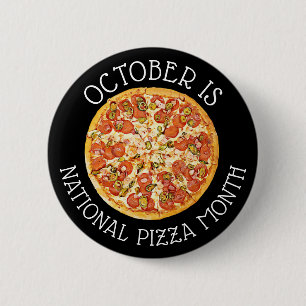 Badge Rond 5 Cm Octobre est mois national de pizza