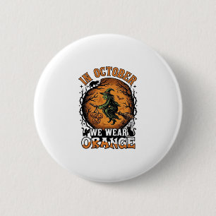 Badge Rond 5 Cm Octobre Nous Portons Orange Sorcière Volante Citro