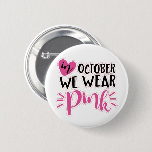Badge Rond 5 Cm Octobre Nous Portons Rose (Devant & derrière)